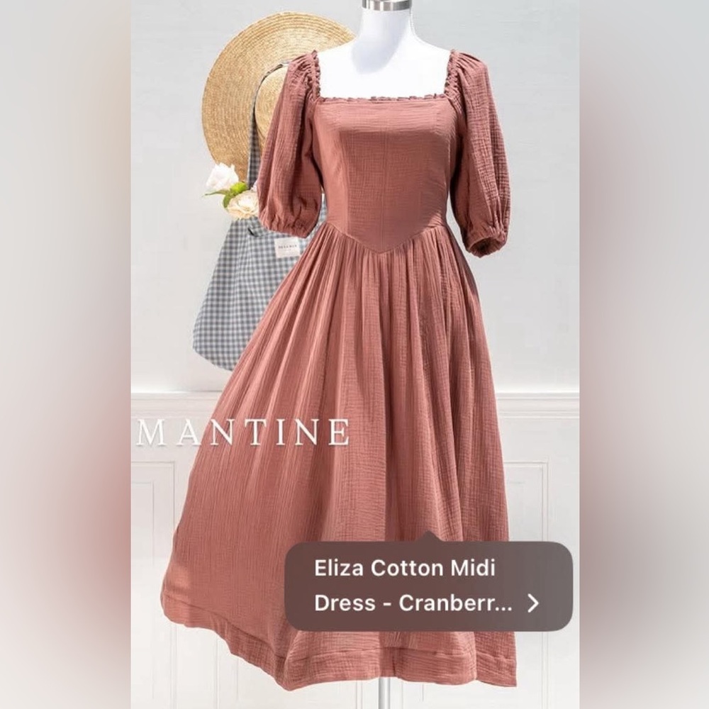 Boutique Brown Cotton Gauze Midi Dress